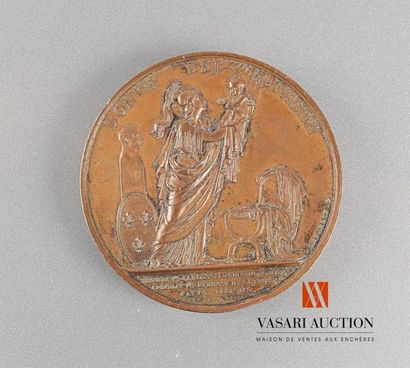 null Médaille commémorative , avers : louis XVIII tète à droite, signée Andrieu F.,...