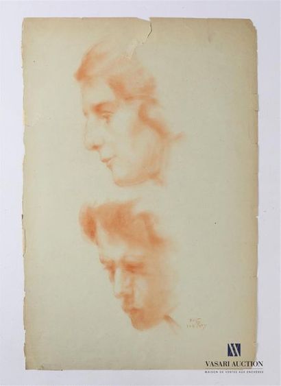 null VAN ROY Dolf (1858-1943) 
Etude de profils féminins
Sanguine 
Signée en bas...