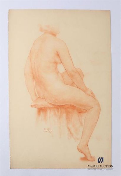 null VAN ROY Dolf (1858-1943) 
Etude de femme nue assise
Sanguine 
Signée en bas...