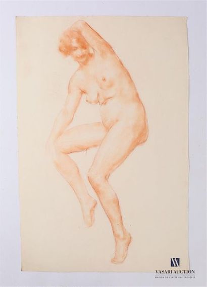 null VAN ROY Dolf (1858-1943) 
Etude de nu féminin, le bras derrière la tête
Sanguine...