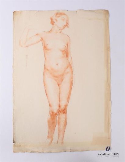 null VAN ROY Dolf (1858-1943) 
Etude de nu féminin le bras droit relevé
Sanguine...