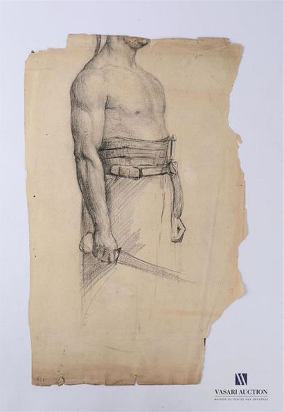 null VAN ROY Dolf (1858-1943), attribué à
Portrait de maure à la boucle d'oreille/Etude...