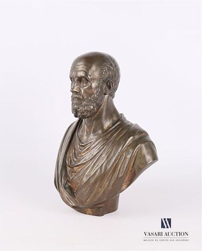 null MOREAU Mathurin (1822-1912) d'après
Buste du philosphe grec Chrysippe de Soles
Bronze...