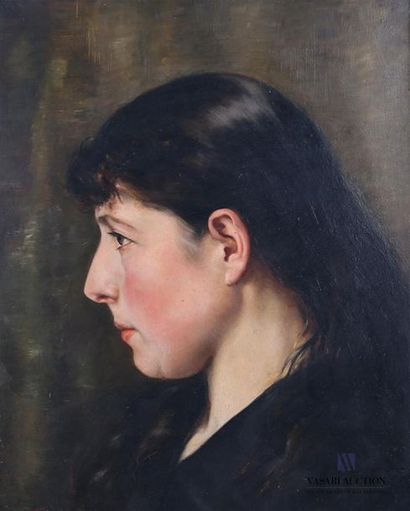 null LANGHANS M. (XIXème siècle)
Profil de femme 
Huile sur panneau 
Signée et datée...