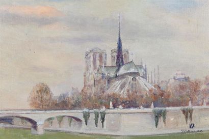 null GENTILS CAMBY Edouard (1892-1980)
Vue de Notre Dame de Paris
Huile sur toile
Signée...