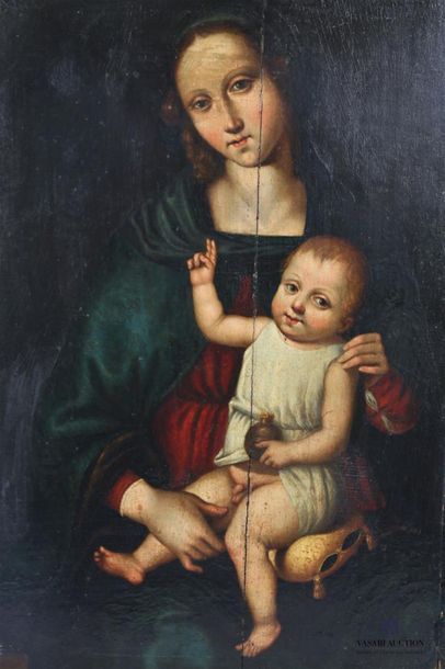 null Suiveur du Pérugin (1446-1523)
Vierge à l'Enfant
Huile sur panneau
38,5 x 29...