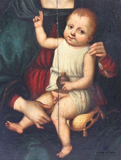 null Suiveur du Pérugin (1446-1523)
Vierge à l'Enfant
Huile sur panneau
38,5 x 29...