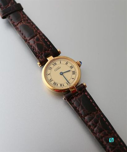 null Must de Cartier, ladies' wristwatch, round vermeil case 925 thousandths (diameter...