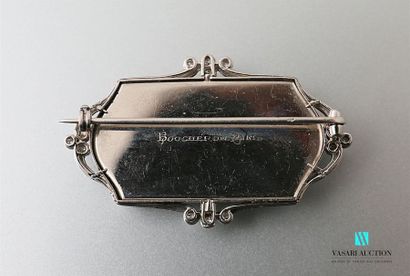 null BOUCHERON Platinum
brooch, rectangular in shape, featuring a miniature on ivory,...