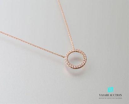 null Pendant and its chain in pink gold, the pendant in the shape of a circle hemstitched...