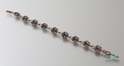 null Bracelet, each bangle forming a flower punctuated with coloured pearls imitating...