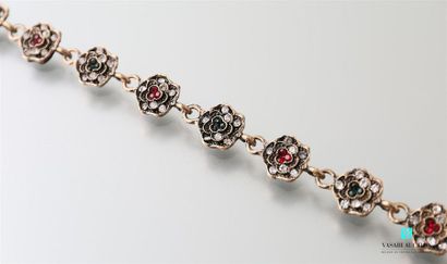 null Bracelet, each bangle forming a flower punctuated with coloured pearls imitating...