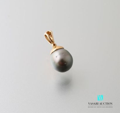 null Pendant in 375 thousandths gold decorated with a Tahitian cultured pearl. 
Diam....