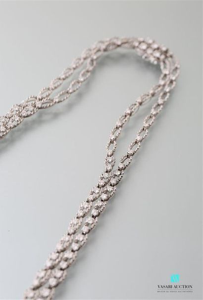 null Soft necklace in white gold 750 thousandths oval mesh corded with diamonds for...