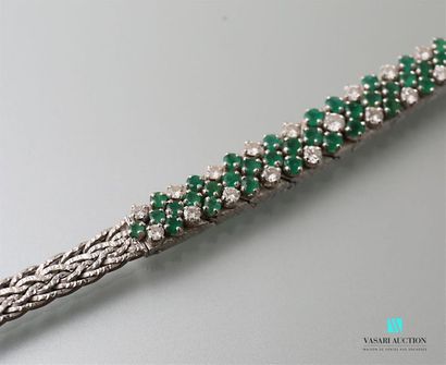 null Soft bracelet in 750-thousandths white gold (two Hermès heads) braided mesh,...