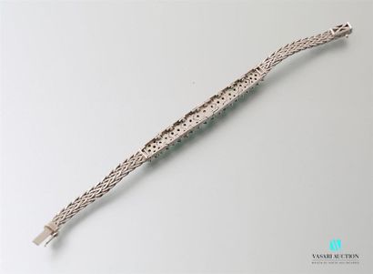 null Bracelet souple en or gris 750 millièmes (deux têtes d'Hermès) maille tressée,...