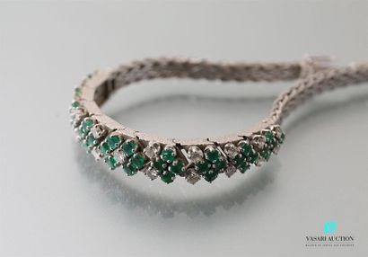 null Soft bracelet in 750-thousandths white gold (two Hermès heads) braided mesh,...