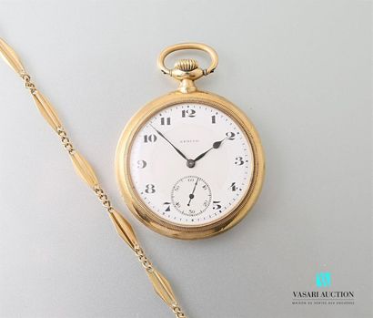 null ZENITH 
750-thousandths yellow gold pocket watch The round white enamelled dial...