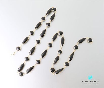 null Necklace in vermeil and faceted onyx pearls in the shape of a drop and alternating...