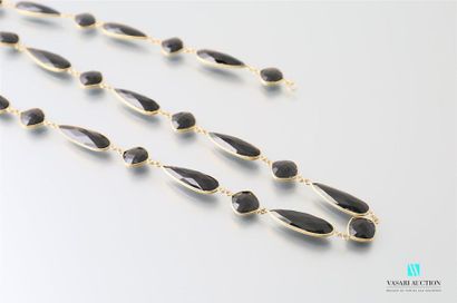 null Necklace in vermeil and faceted onyx pearls in the shape of a drop and alternating...