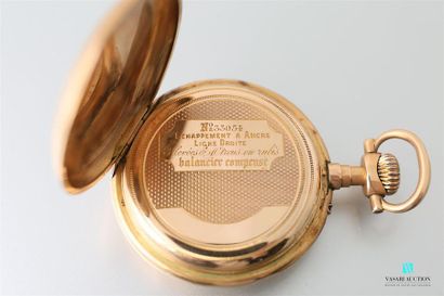 null Pocket watch in 750-thousandths gold, white enamelled dial with Roman numerals...