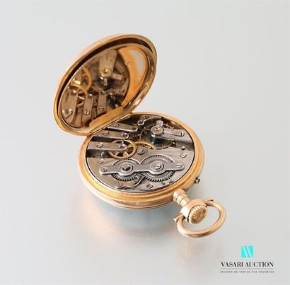 null A 750-thousandths gold pocket watch, the white enamelled dial marked "Geneva"...