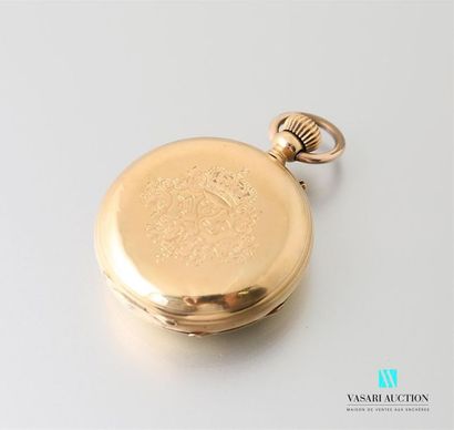 null Pocket watch in 750-thousandths gold, the white enamelled dial with Roman numerals...