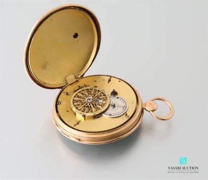 null Pocket watch in 750-thousandths gold (1819-1838), the silvered steel dial with...