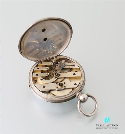 null Silver pocket watch, white enamelled dial with Roman numerals for hours and...