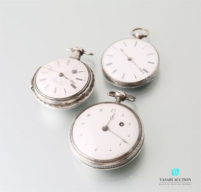 null Silver pocket watch 800 thousandths (1819-1838), the white enamelled dial marked...