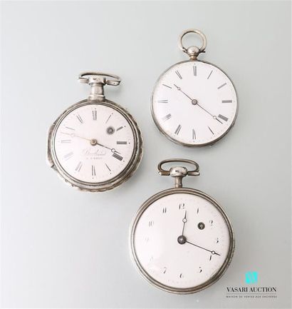 null Silver pocket watch 800 thousandths (1819-1838), the white enamelled dial marked...