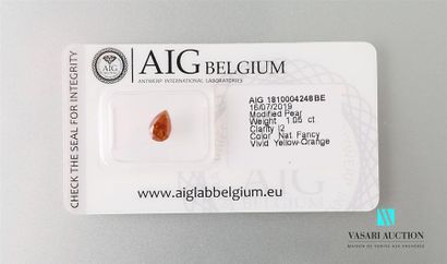 null 1.05 carat orange pear diamond with AIG certificate mentioning purity I2, natural...