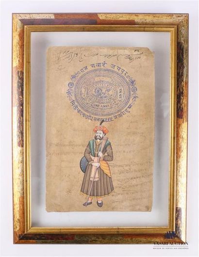 null INDIA - JAIPUR
Painting on paper depicting a Marajah in court clothes
Wears...