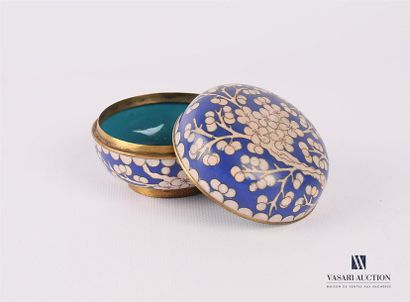 null JAPAN
Round-shaped pillbox in partitioned enamels decorated with branches of...