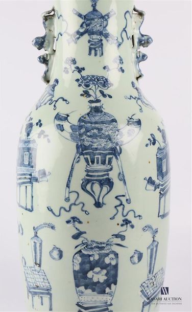 null CHINA
White and blue porcelain pot decorated with utensils and furniture on...
