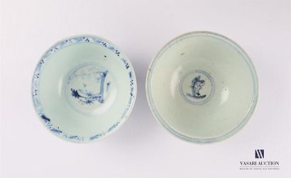 null CHINA
Two porcelain bowls with blue-white decoration, the first cracked with...