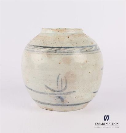null CHINA 
Porcelain ginger pot with blue white decoration of a stylized
lacustrine...
