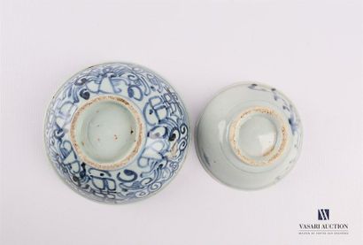 null CHINA 
Set of two porcelain bowls, the first with a blue white decoration of...