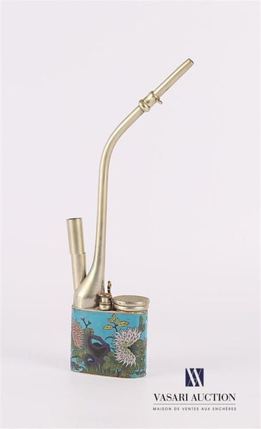 null CHINA 
Metal water pipe, the oblong shaped tank decorated with enamels partitioned...