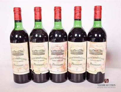 null 5 bottles of GRAND PUY LACOSTEPauillac GCC1981And
 withered and stained (3 a...