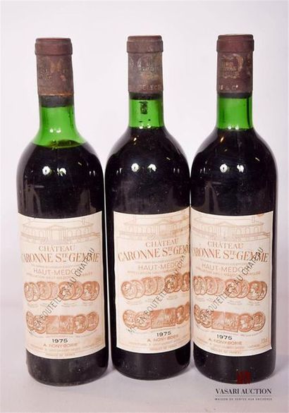 null 3 bottles of CARONNE STE GEMMEHaut Médoc CBE1975And
 a little faded. N: 2 upper...