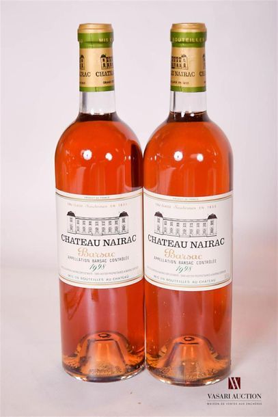 null 2 Bouteilles	Château NAIRAC	Barsac CC	1998
	Et. impeccables. N : bas goulot/...