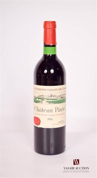 null 1 bottleChâteau PAVIESt Emilion 1er GCC1983Et
. barely stained (1 snag). N:...