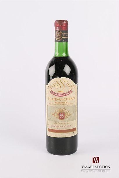 null 1 BottleChâteau CITRANHaut Médoc put neg.1961Et
. withered and stained. N: upper...
