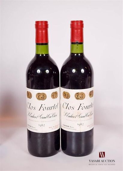 null 2 bouteilles	CLOS FOURTET	St Emilion 1er GCC	1982
	Et.: 1 tachée, 1 plus tachée....