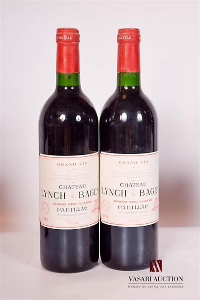 null 2 bouteilles	Château LYNCH BAGES	Pauillac GCC	1988
	Et. à peine tachées (1 griffure)....