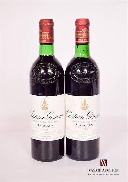 null 2 bouteilles	Château GISCOURS	Margaux GCC	1975
	Et.: 1 un peu tachée, l'autre...