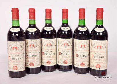 null 6 bouteilles	DOMAINE DU REMPART	Pomerol	1983
	Et.: 4 tachées, 2 plus tachées...