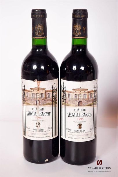 null 2 bouteilles	Château LÉOVILLE BARTON	St Julien GCC	1996
	Et. tachées. N : mi/bas...