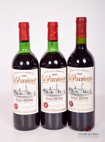 null 3 bouteilles	LA PAROISSE	Haut Médoc mise coop	
	1 blle de 1999, 2 blles de 1980.		
	Et....